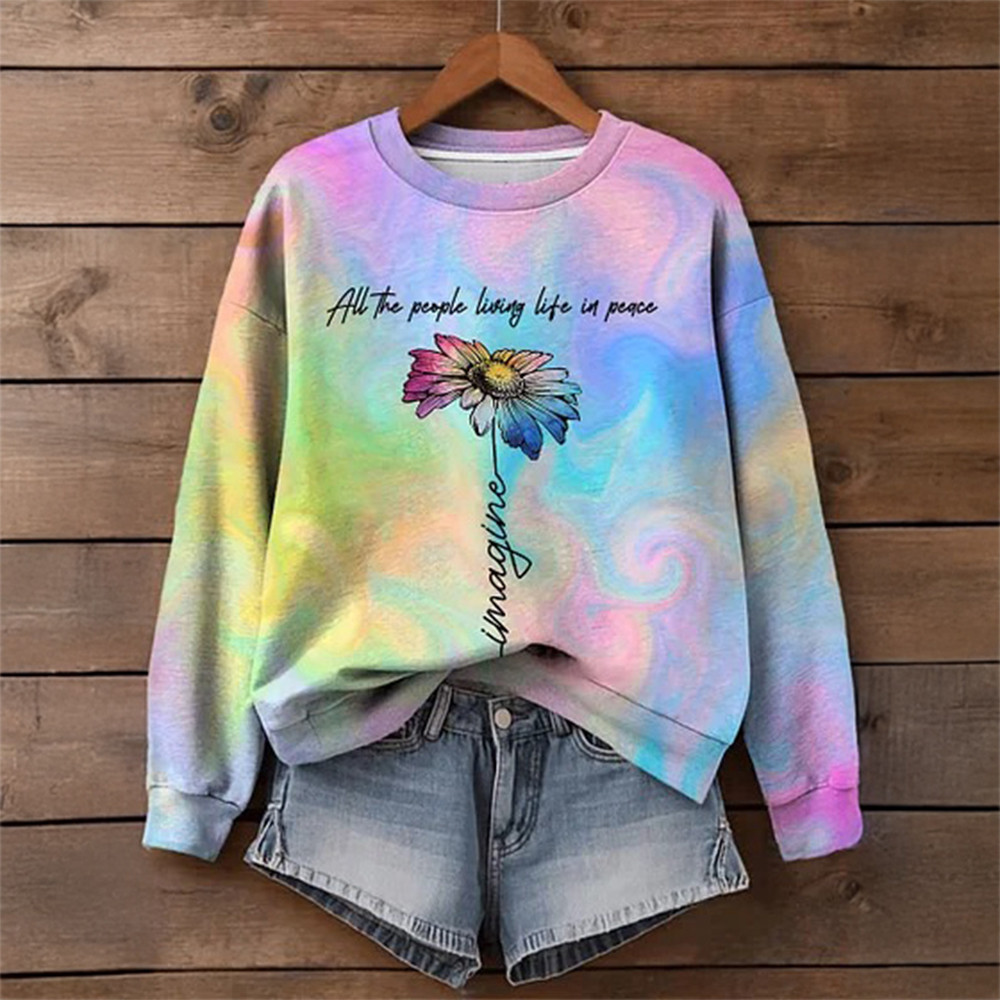 All The People Living In Peace Sweatshirt Hippie Style Apparel Present For Mother