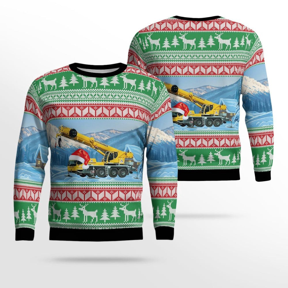 Allegiance Crane & Equipment AOP Ugly Christmas Sweater Xmas Unisex Sweater Christmas Gifts for Men Women