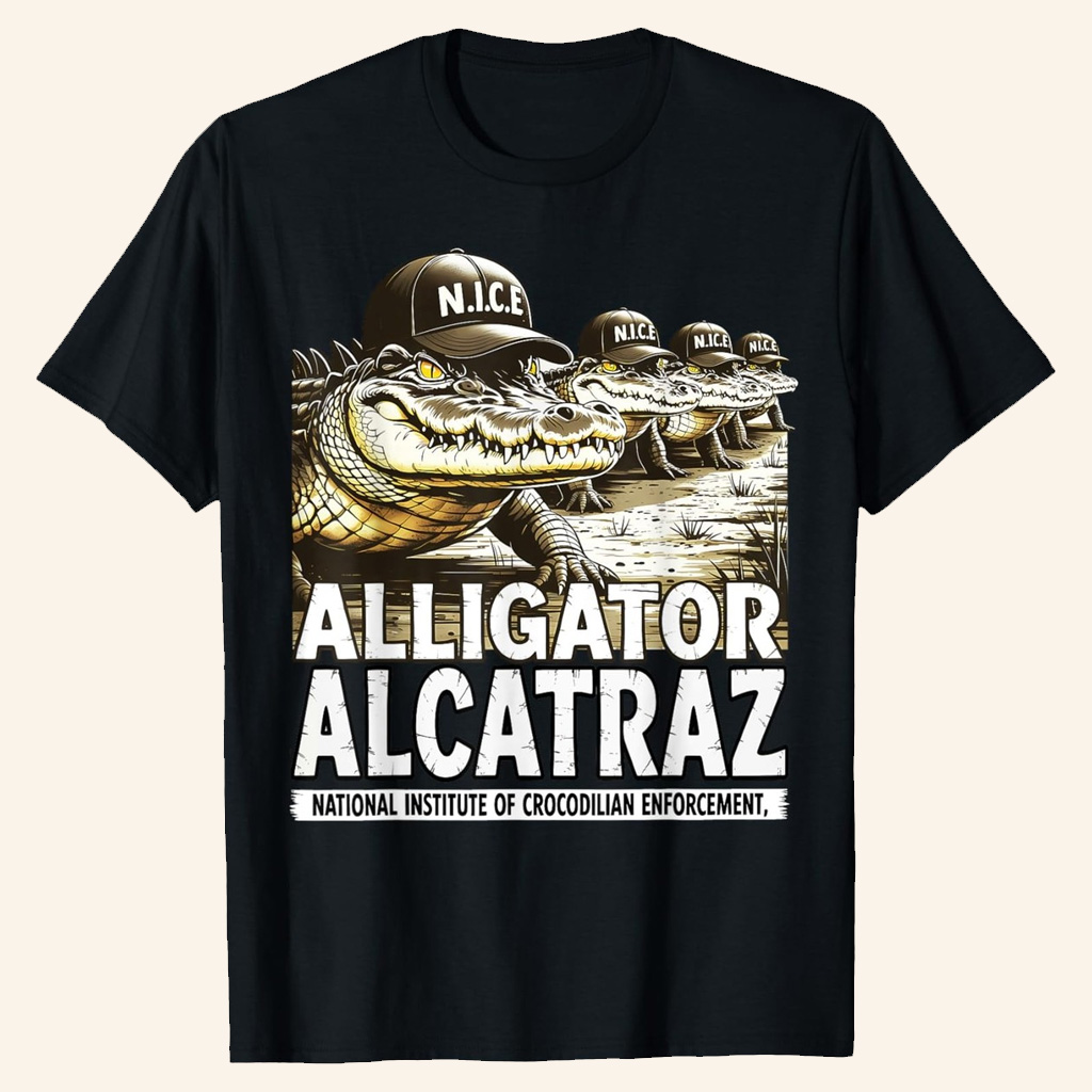 Alligator Alcatraz Merch National Institute Of Crocodilian Enforcement T-Shirt Gifts For Men