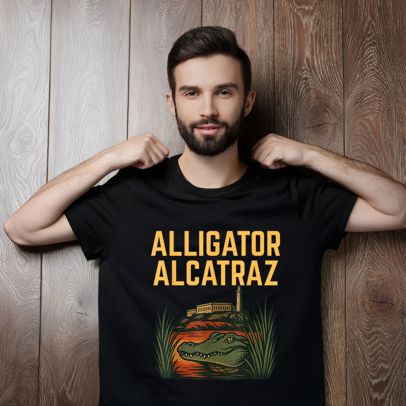 Alligator Alcatraz Parody Design T-Shirt Swamp Humor Graphic Tee Gifts For Dad
