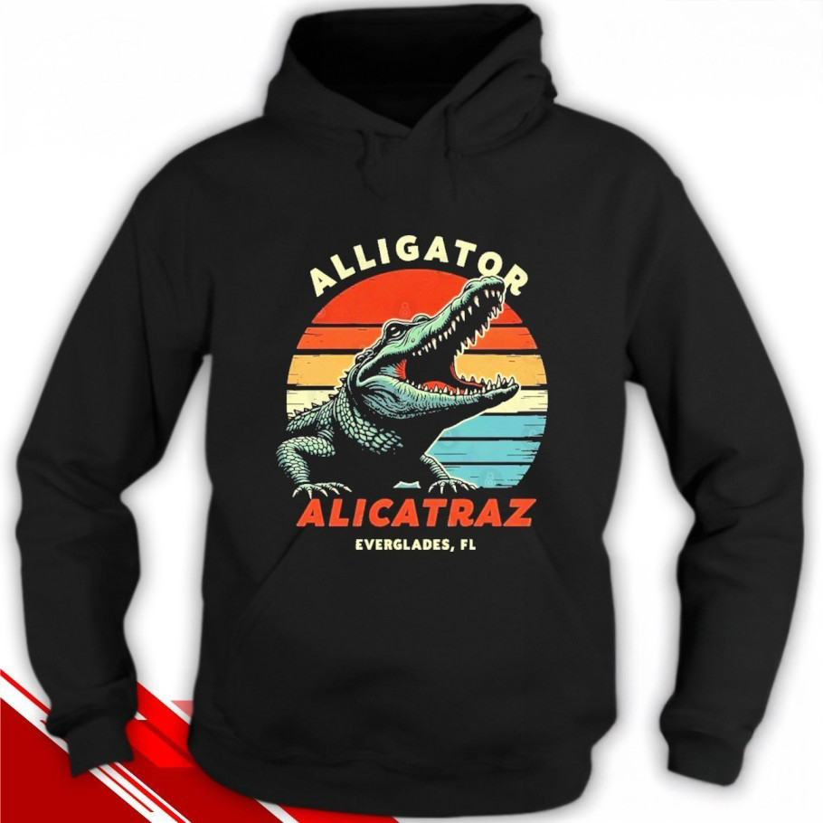 Alligator Alcatraz Retro Hoodie Everglades Florida Parody Hoodie Best Gifts For Him