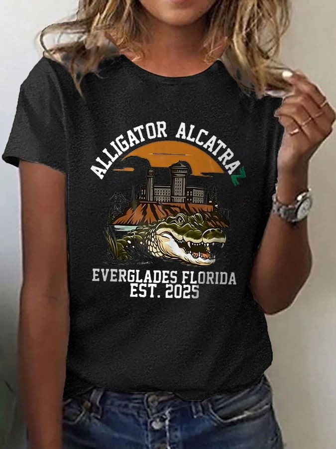 Alligator Alcatraz Shirt Everglades Florida Est 2025 T-Shirt Gifts For Women's