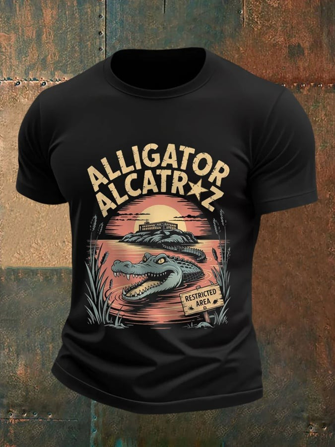 Alligator Alcatraz Shirt Funny Florida Everglades Dark Retro Shirt Gifts For Brother