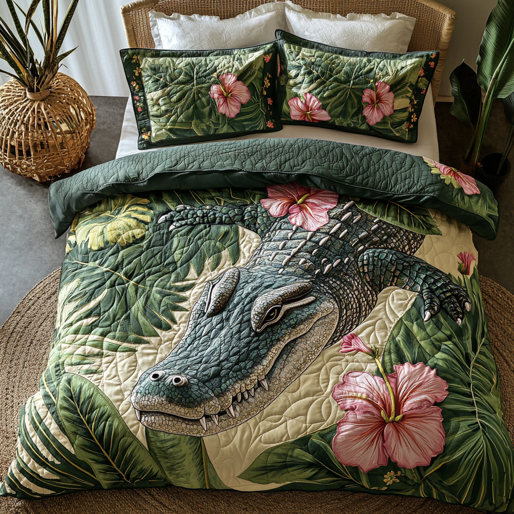 Alligator Dreams Quilted Bedding Set Best Bed Sheet Set Alligator Themed Gifts