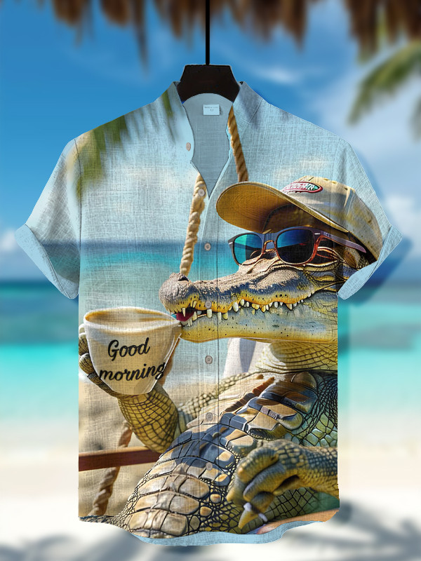 Alligator Drinks Coffee Hawaiian Shirt Birthday Ideas For Husband