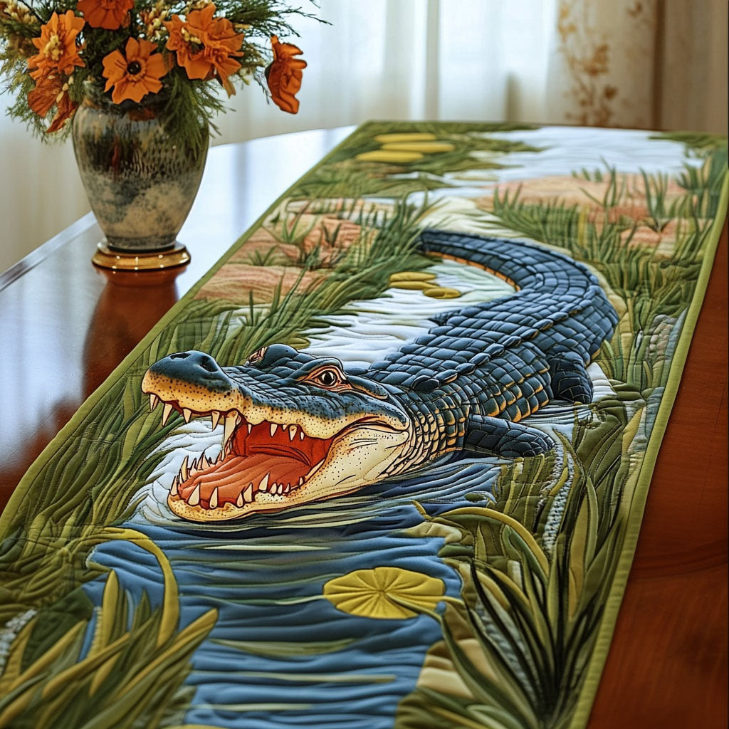 Alligator in Water Quilted Table Runner Dining Room Table Decor Ideas Alligator Gift Shop