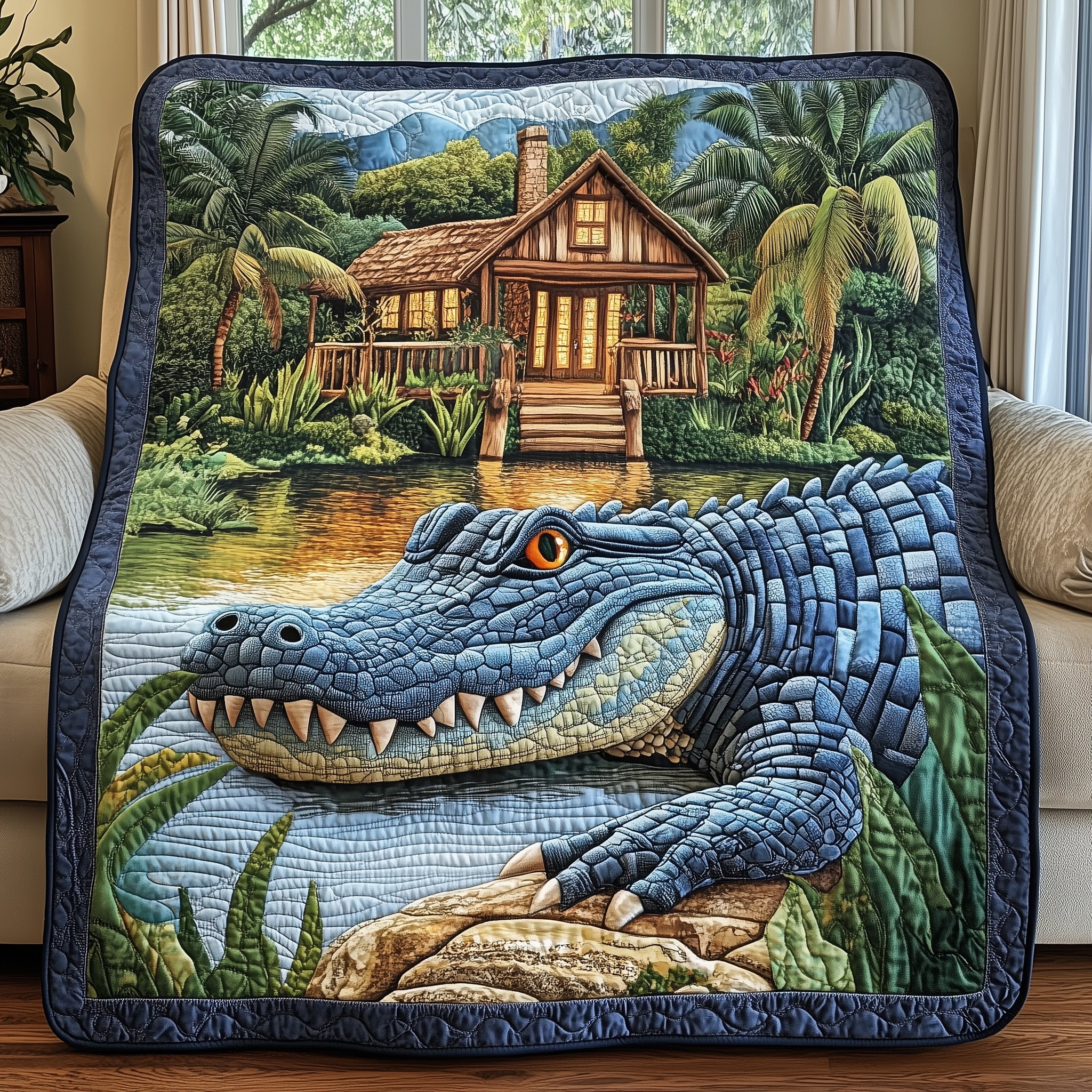 Alligator Quilted Blanket Sofa Throw BlanketAlligator Themed Gifts