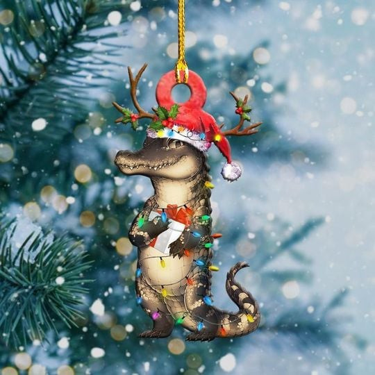 Alligator Reindeer Ornament Christmas Tree Decorations 2024 Animal Lovers Gifts