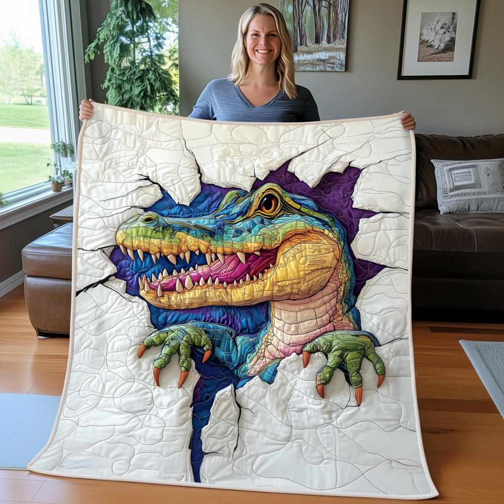 Alligator Reptile Animal Cute Quilted Blanket Wild Nature Lovers Alligator Adventure Gifts