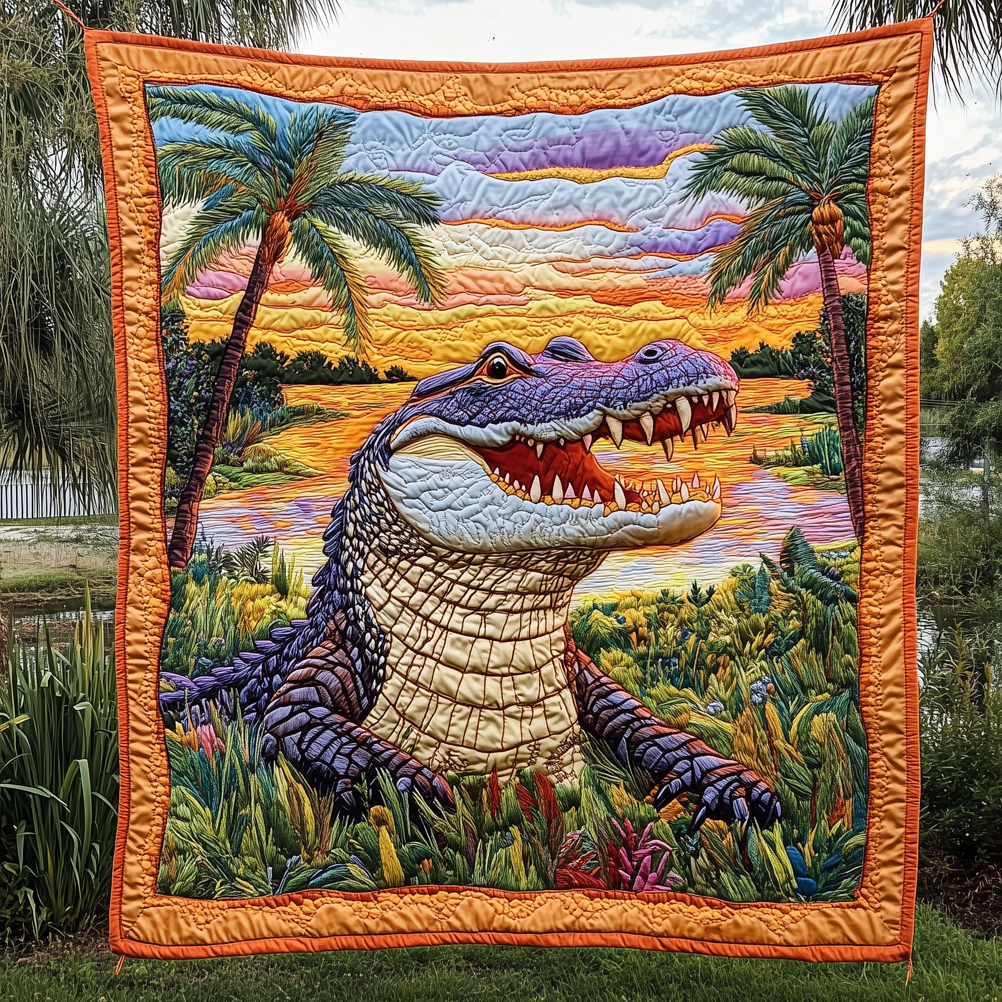 Alligator Reptile Animal Wildlife Quilted Blanket Wild Nature Lovers Alligator Adventure Gift Ideas