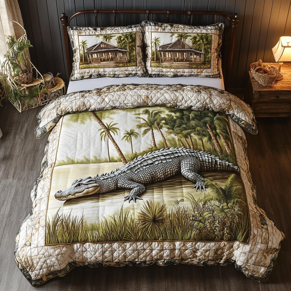 Alligator Spirit Quilted Bedding Set Bed Decorations Unique Alligator Gifts