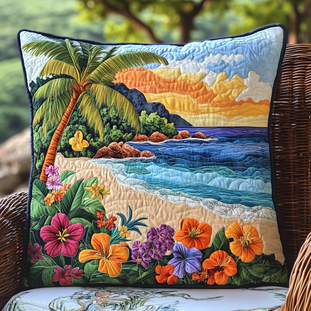 Aloha Bloom Quilted Pillow Case Decorative Pillow Cases Gifts For An Ocean Lover