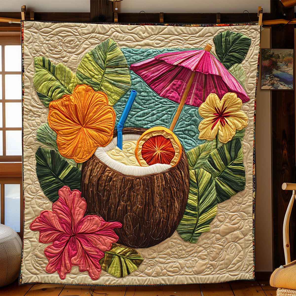Aloha Coconut Quilt Blanket Art Throw Blanket Best Hawaii Gifts For Mother