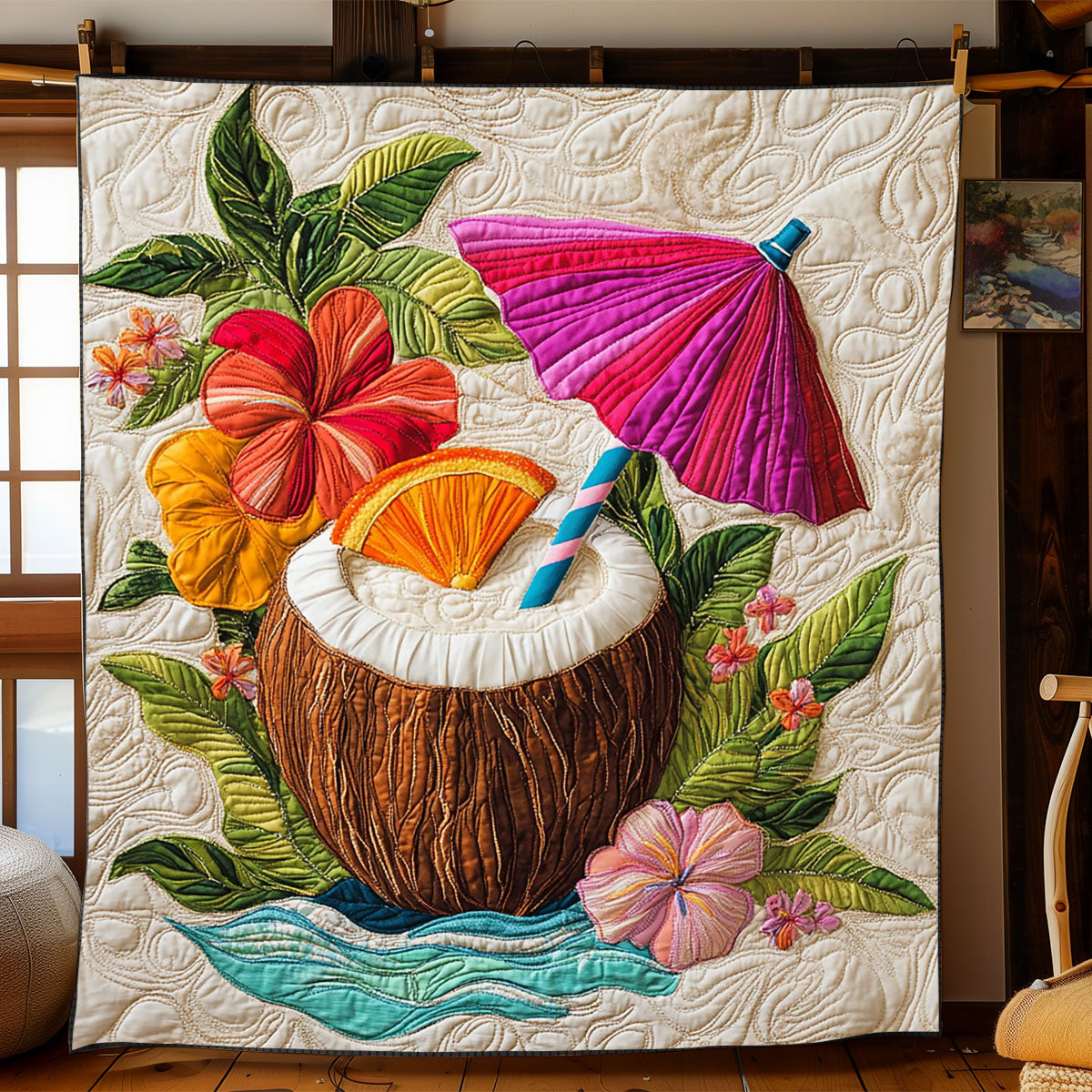 Aloha Coconut Quilt Blanket Unique Throw Blanket Best Hawaii Gifts For Family