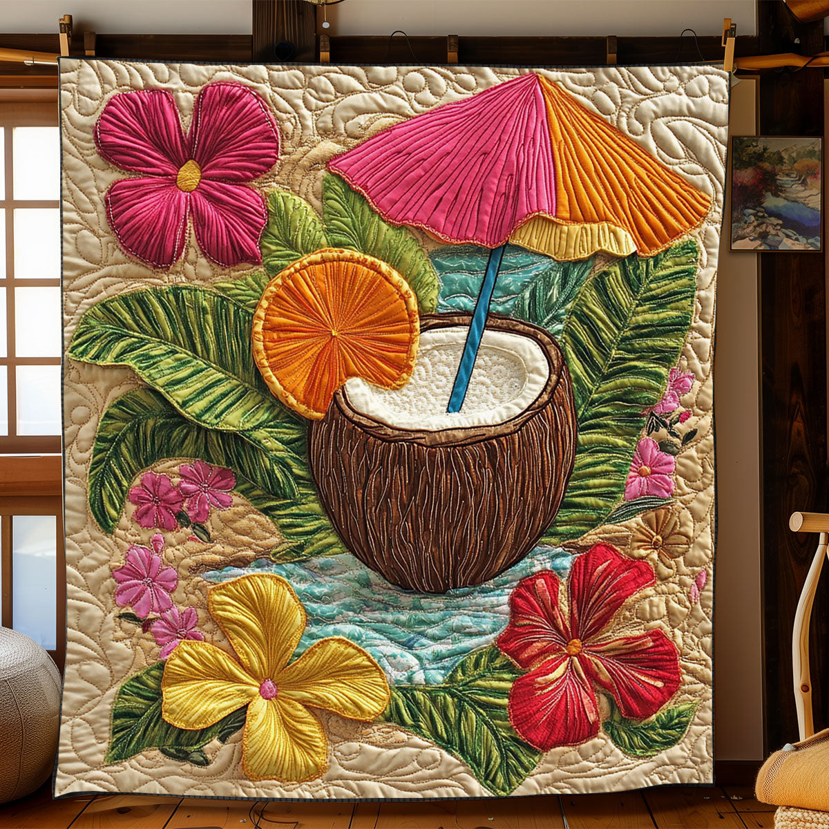 Aloha Coconut Quilt Blanket Unique Throw Blanket Cool Hawaii Gifts For Family