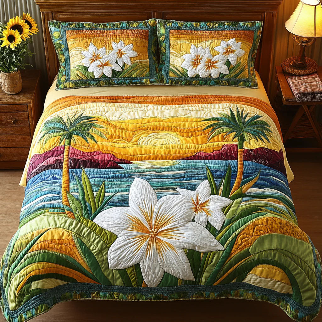 Aloha Comfort Quilted Bedding Set King Bedspread Tropical Gift For Sister