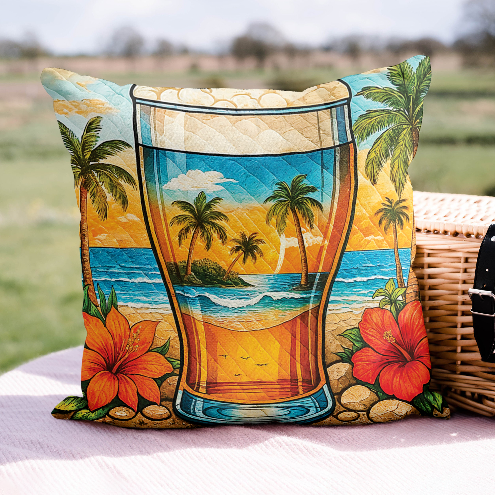 Aloha Comfort Quilted Pillow Case Ocean Blue Throw Pillows Gifts For Ocean Lovers