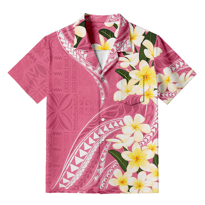 Aloha Pink Flowers Button Up Shirt Flower Pattern Nature Vibe Shirt Unique Gifts For Father