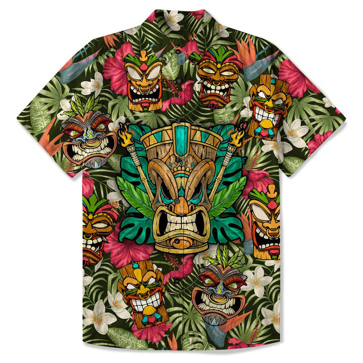 Aloha Tiki Mask Pattern Aloha Hawaiian Shirt