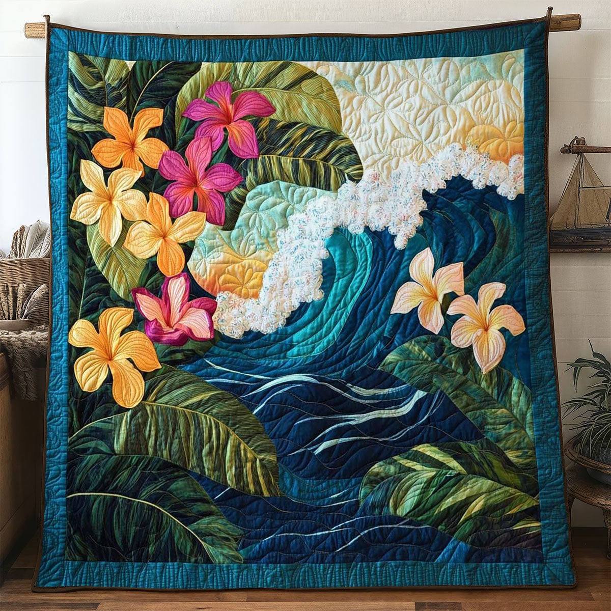 Aloha Wave Quilt Blanket King Size Blanket Christmas Gifts For Wife