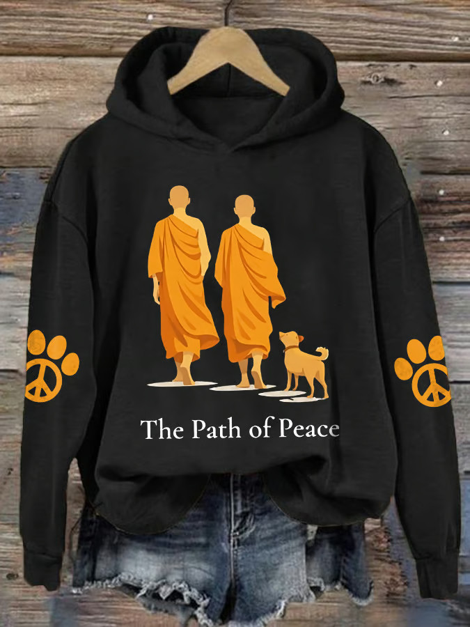 Aloka The Peace Dog Merch Buddhist Monks Walk For Peace Hoodie The Path Of Peace Hoodie
