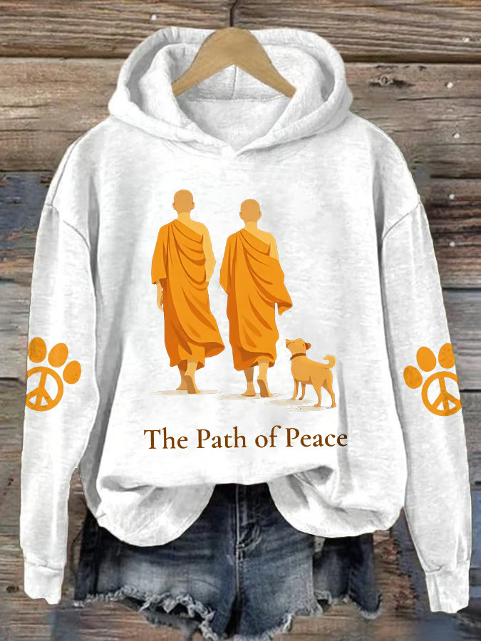 Aloka The Peace Dog Merch Buddhist Monks Walk For Peace Hoodie The Path Of Peace Hoodie