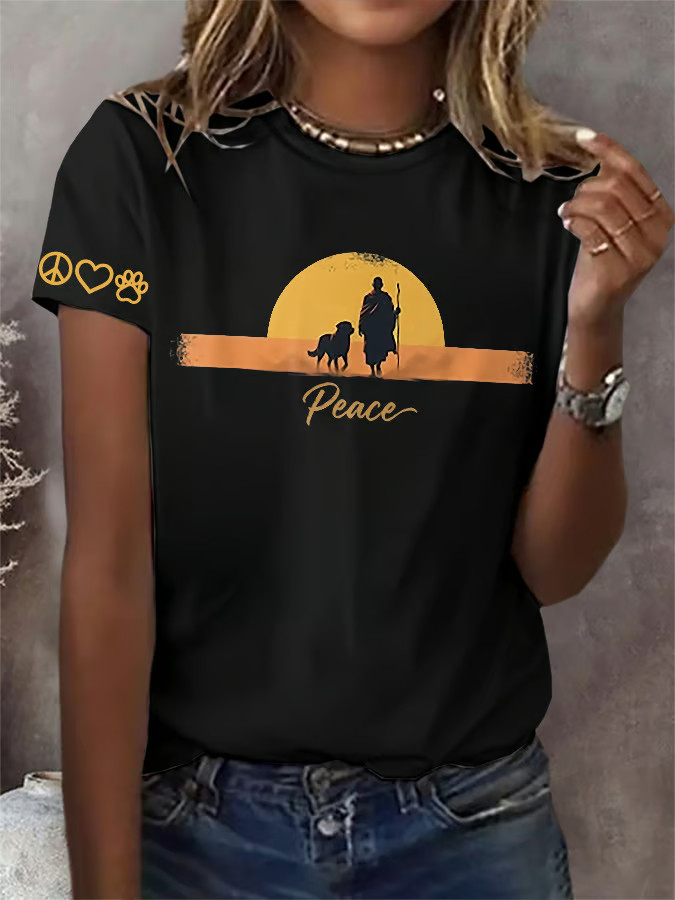 Aloka The Peace Dog Merch Buddhist Monks Walk For Peace T-Shirt Monk And Dog Shirt Women's
