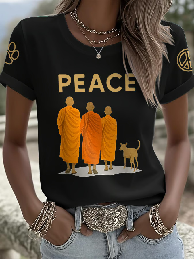 Aloka The Peace Dog Merch Buddhist Monks Walk For Peace With Aloka Dog T-Shirt Wife Gifts