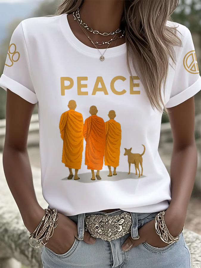 Aloka The Peace Dog Merch Buddhist Monks Walk For Peace With Aloka Dog T-Shirt Wife Gifts