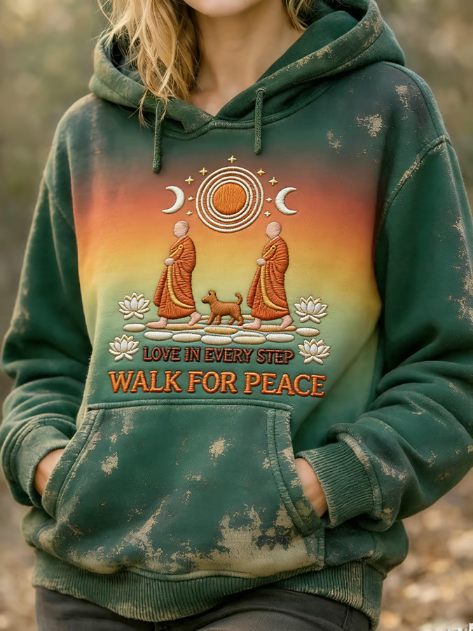 Aloka The Peace Dog Merch Love In Every Step Walk For Peace Hoodie Monks And Aloka Apparel
