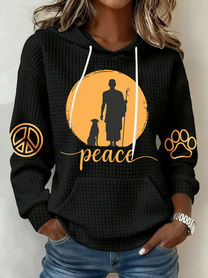 Aloka The Peace Dog Merch Retro Walk For Peace Monks With Aloka Dog Hoodie Minimalist Clothes