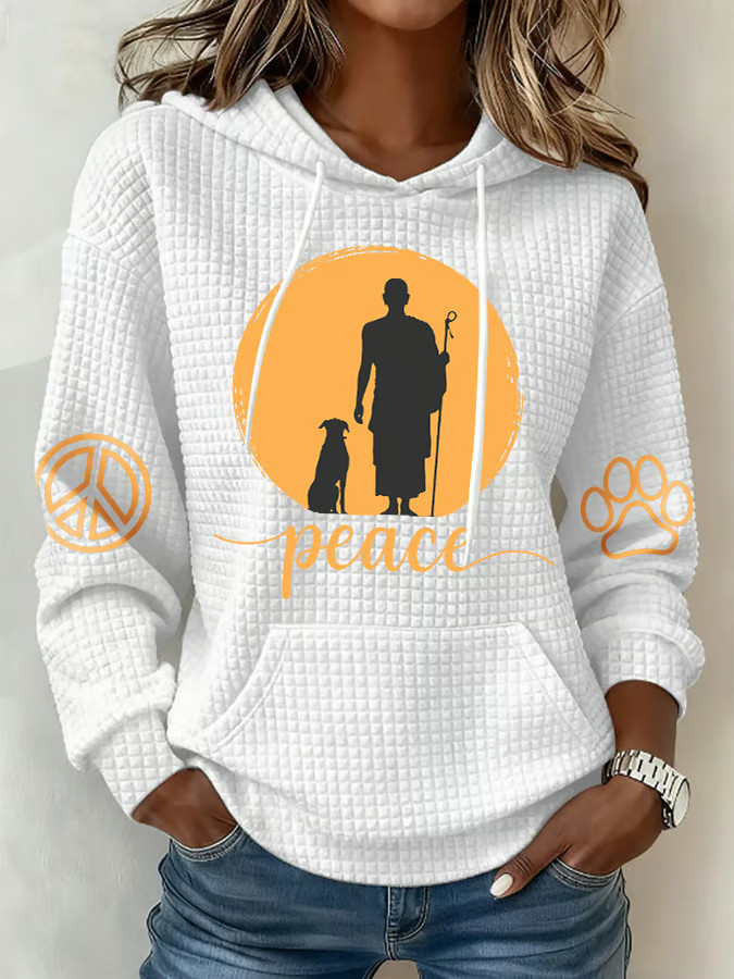 Aloka The Peace Dog Merch Retro Walk For Peace Monks With Aloka Dog Hoodie Minimalist Clothes