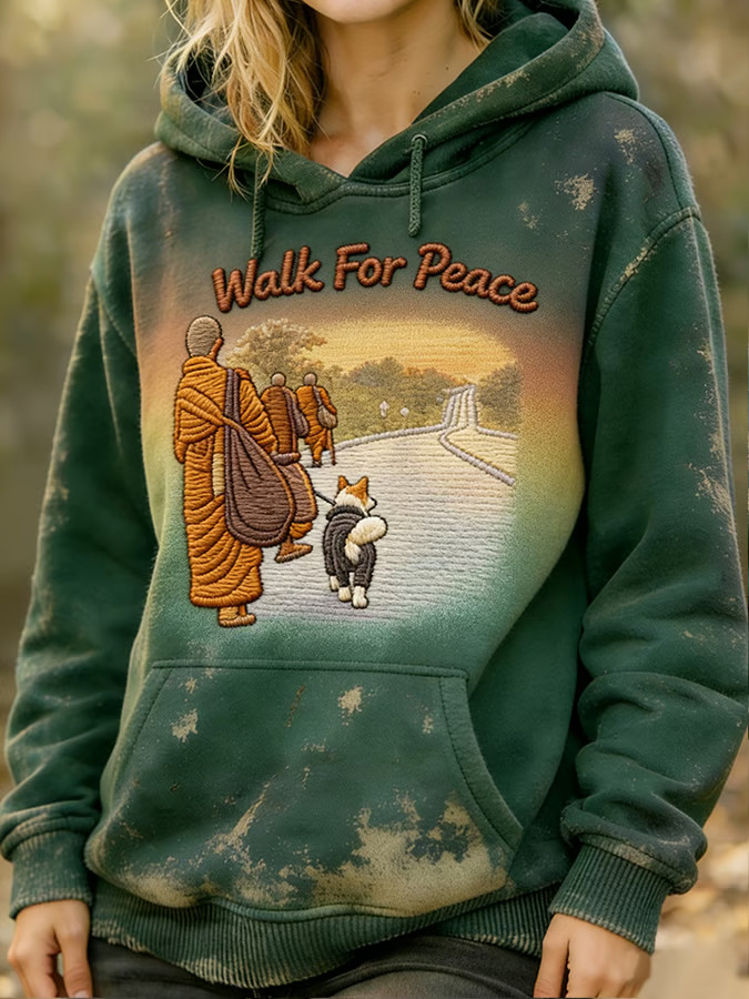 Aloka The Peace Dog Merch Walk For Peace Hoodie Monks And Aloka Apparel Women's Gifts