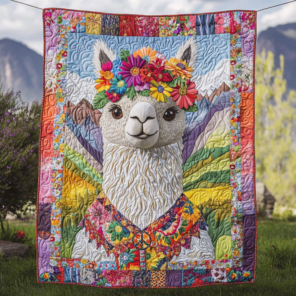 Alpaca Flower Christmas Quilt Blanket Xmas Gifts For Someone Who Loves Their Dog