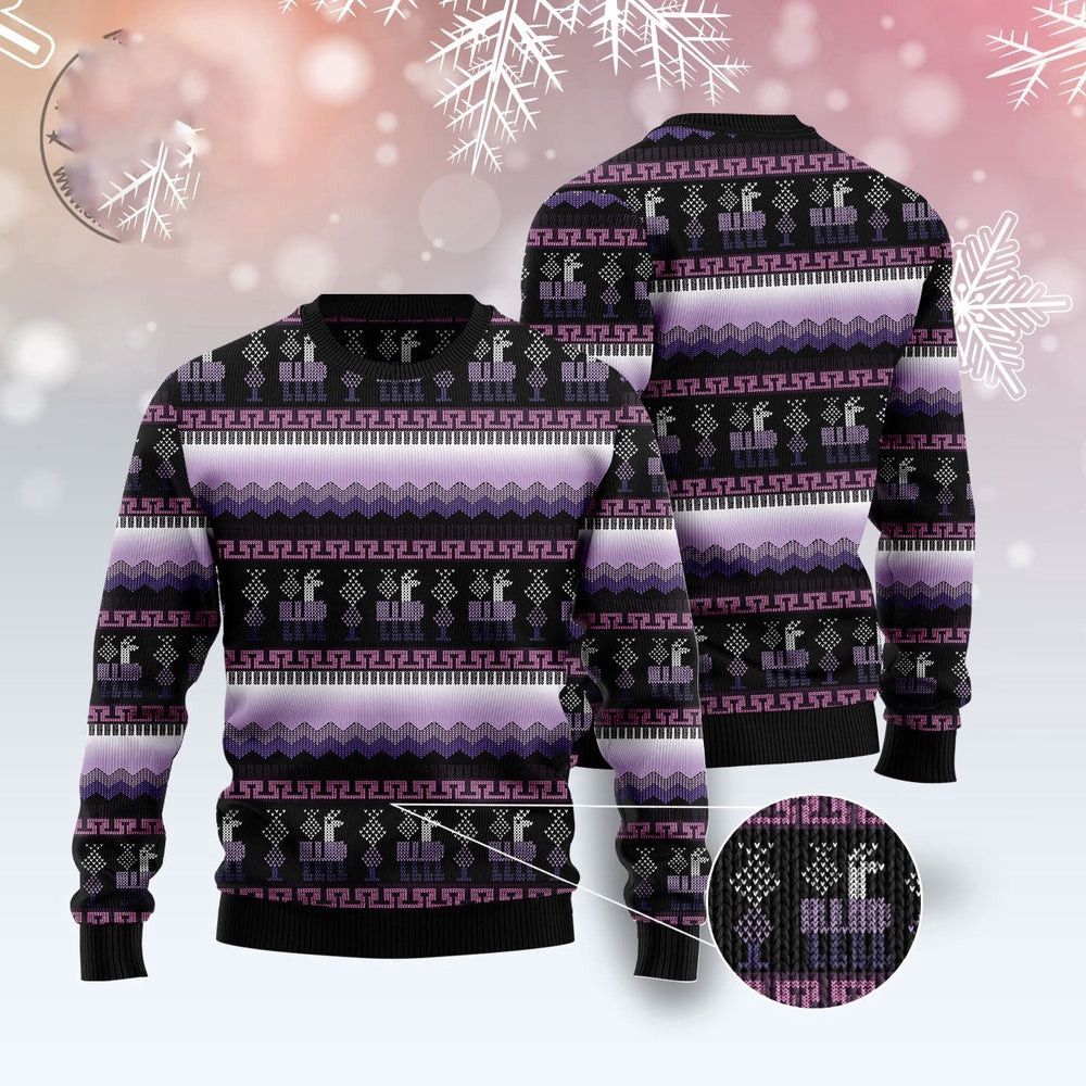 Alpaca Purple Pattern Ugly Christmas Sweater Funny Ugly Christmas Sweater Holiday Gifts