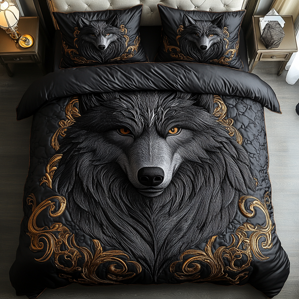 Alpha Guardian Quilt Bedding Set Wolf King Bedspread Best Christmas Gifts For Men