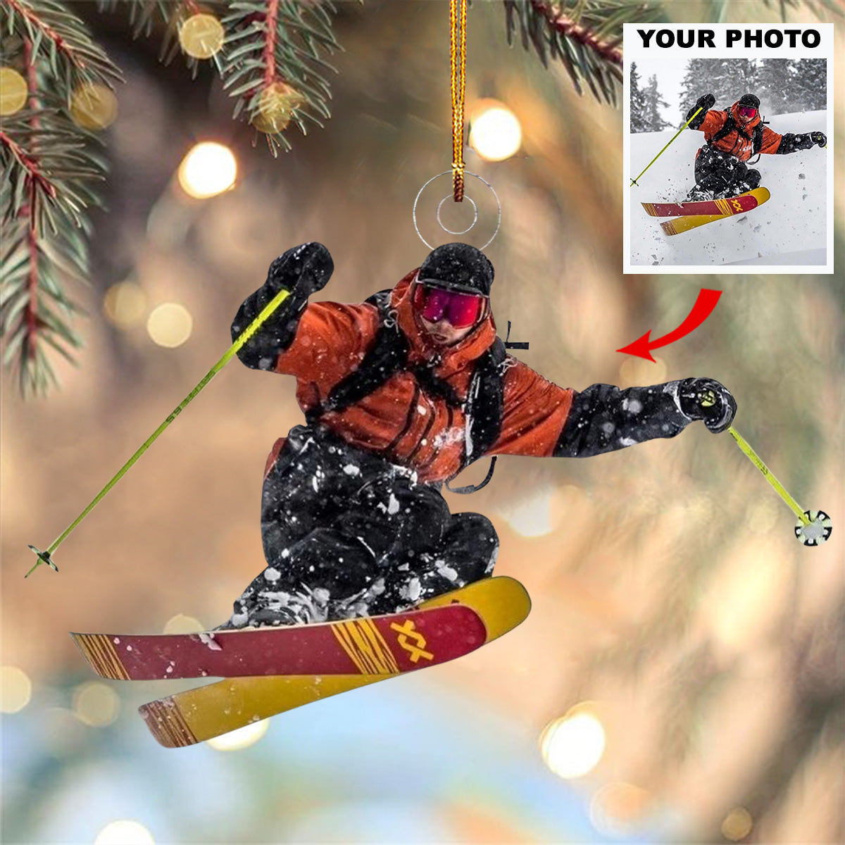Alpine Adventure Personalized Mica Ornament Gift For Skiing Lovers Family Members