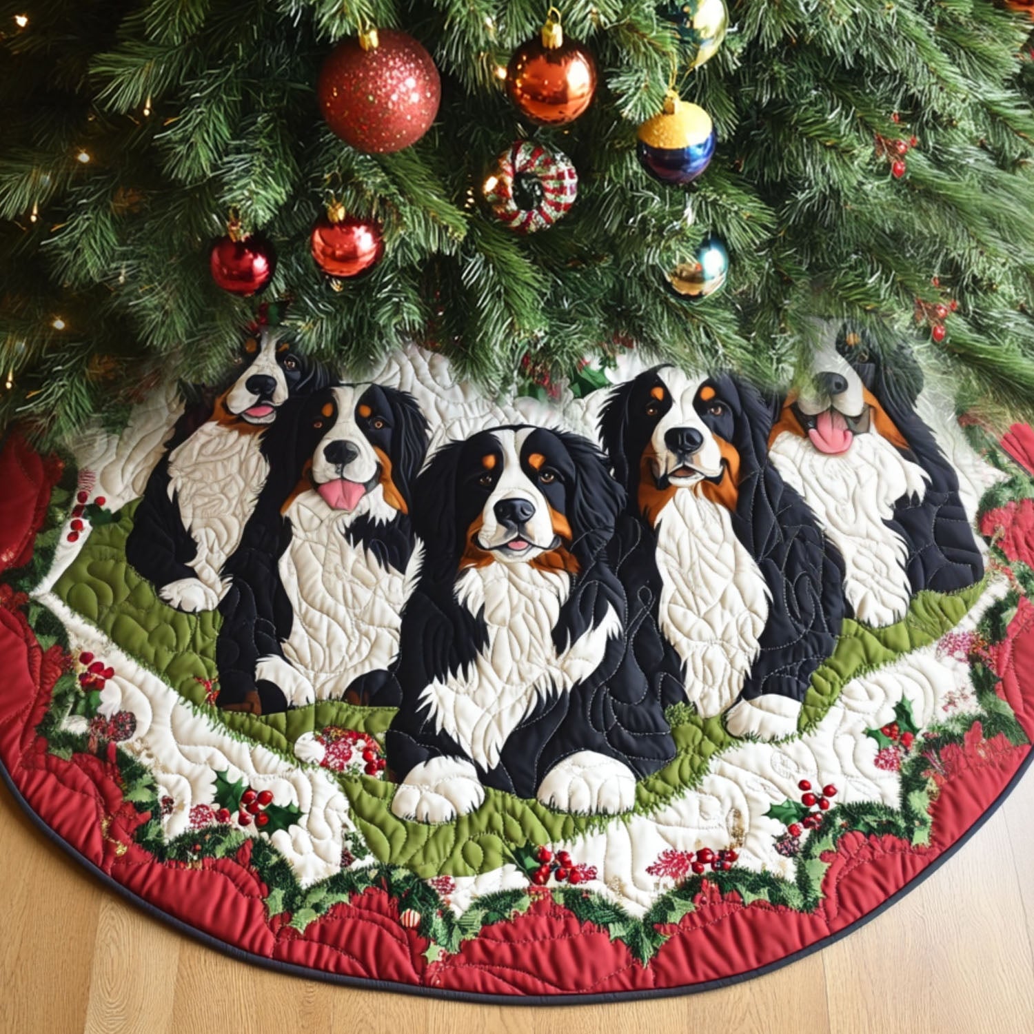 Alpine Adventure Quilted Christmas Tree Skirt Warm And Cozy Holiday Decor