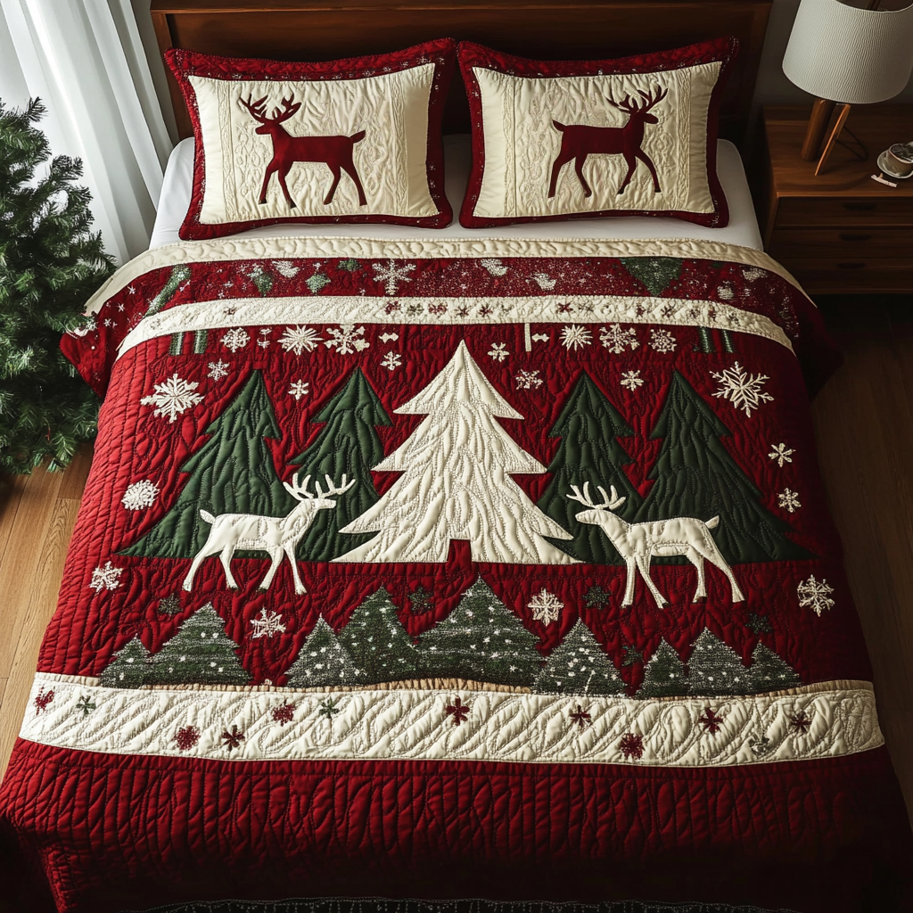 Alpine Cheer Quilt Bedding Set Christmas Full Size Bed Set Christmas Gift For Daughter In Law