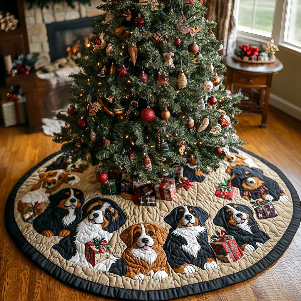 Alpine Christmas Quilted Christmas Tree Skirt Holiday Decorations Gift Ideas For Dog Lovers