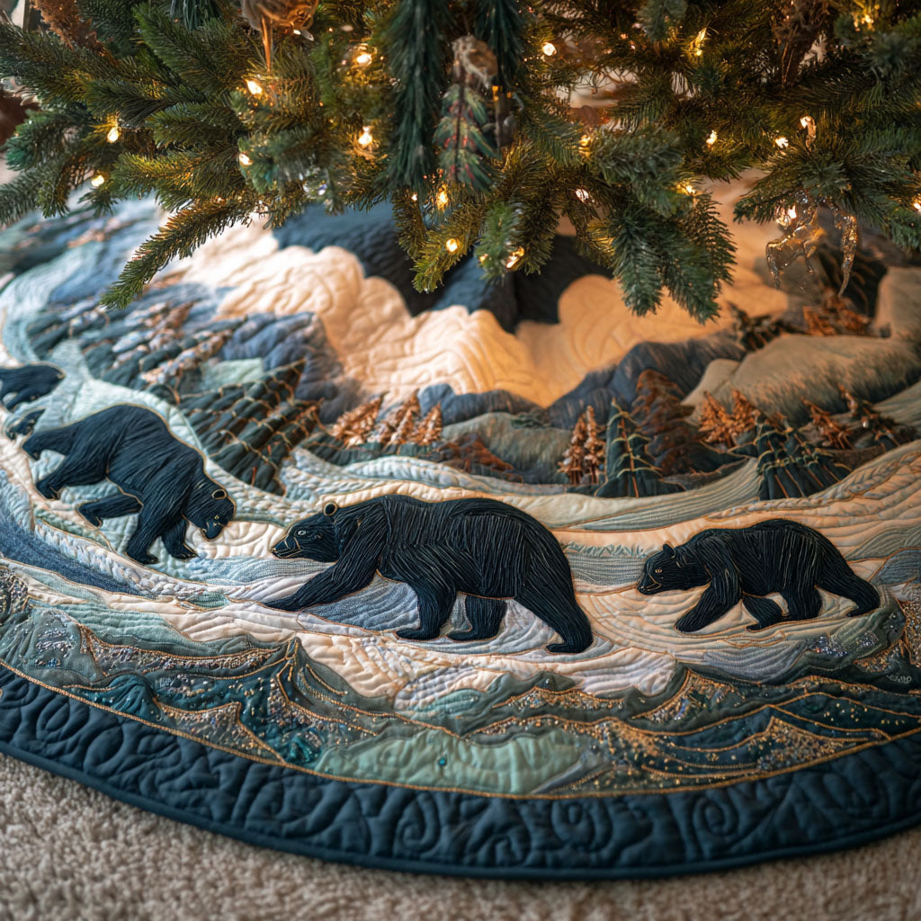 Alpine Crossing Christmas Quilted Tree Skirt Xmas Indoor Decorations Best Gifts For Wildlife Lovers