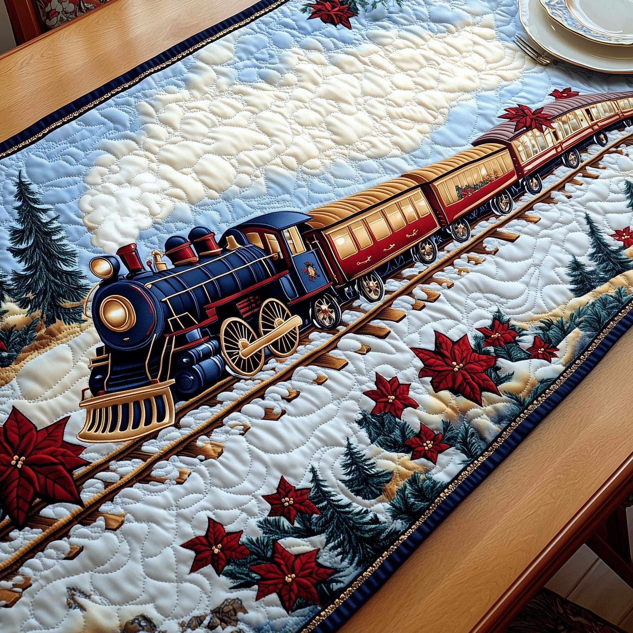 Alpine Express Quilted Table Runner Cozy Winter Table Runner for Home