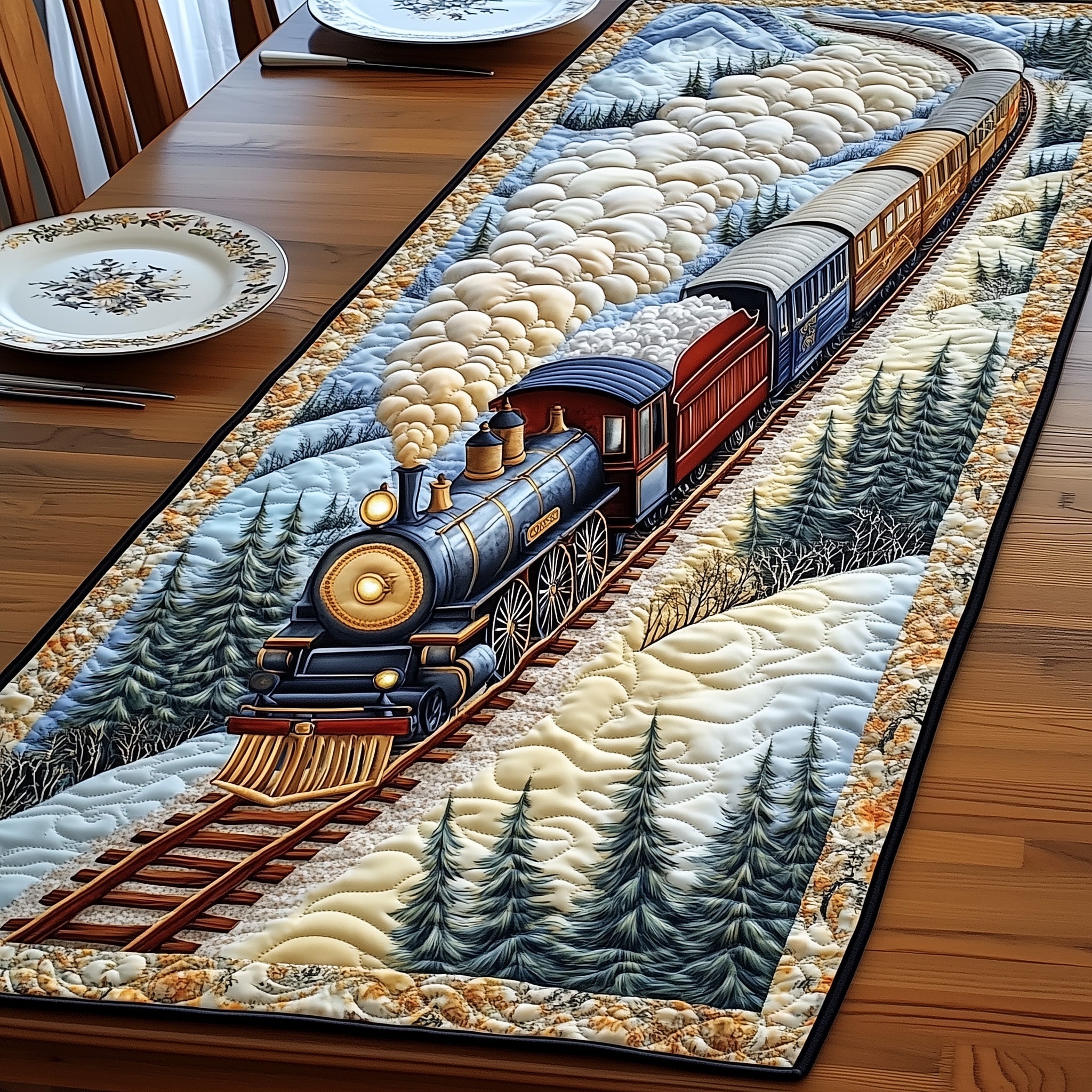 Alpine Express Quilted Table Runner Winter Table Runner