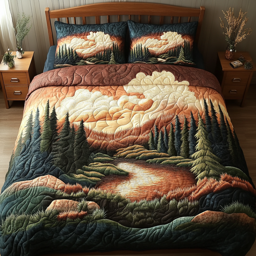 Alpine Glow Quilted Bedding Set Full Size Bed Set Gifts For Mom From Daughter