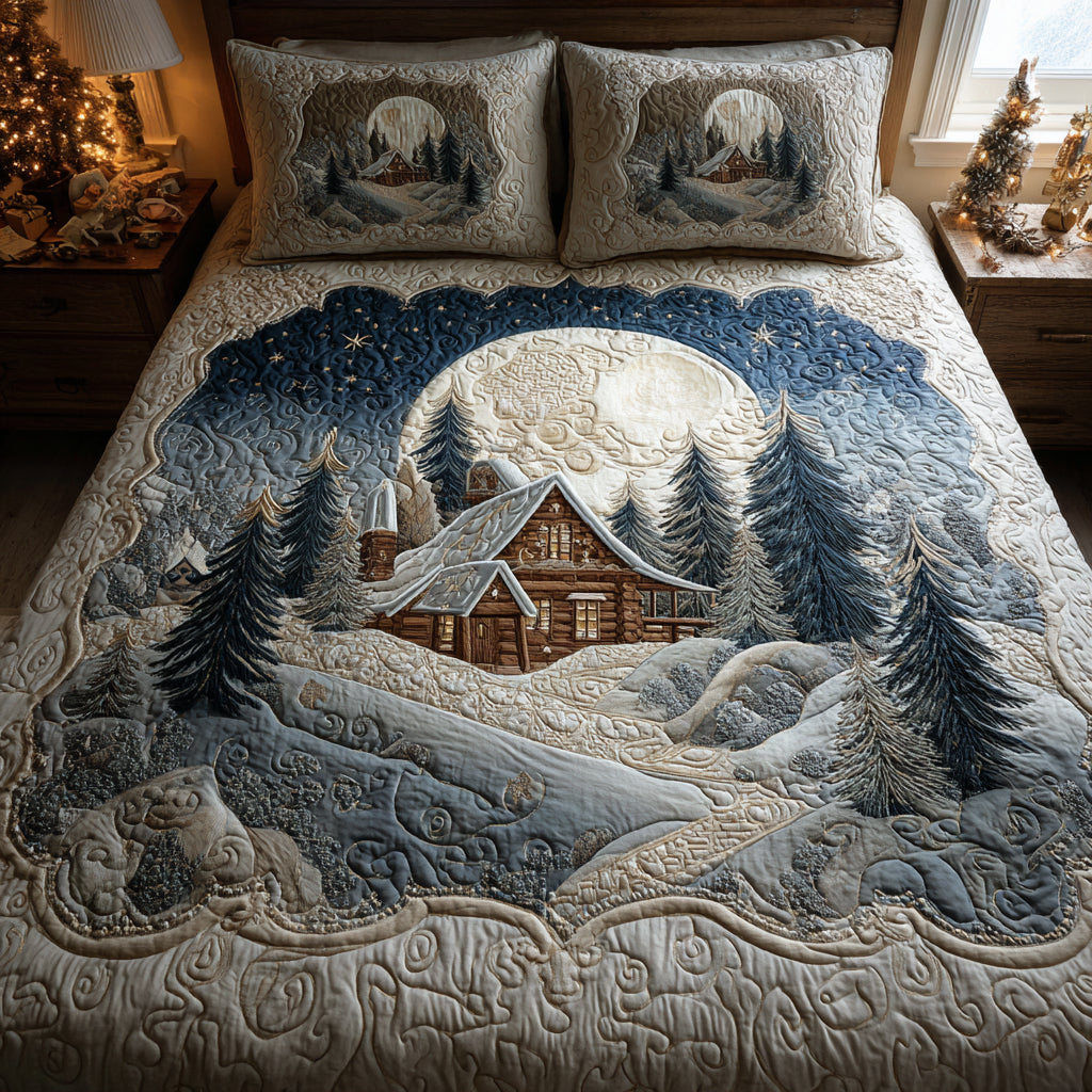 Alpine Glow Quilted Bedding Set Holiday Duvet Sets Christmas Gift For Wife