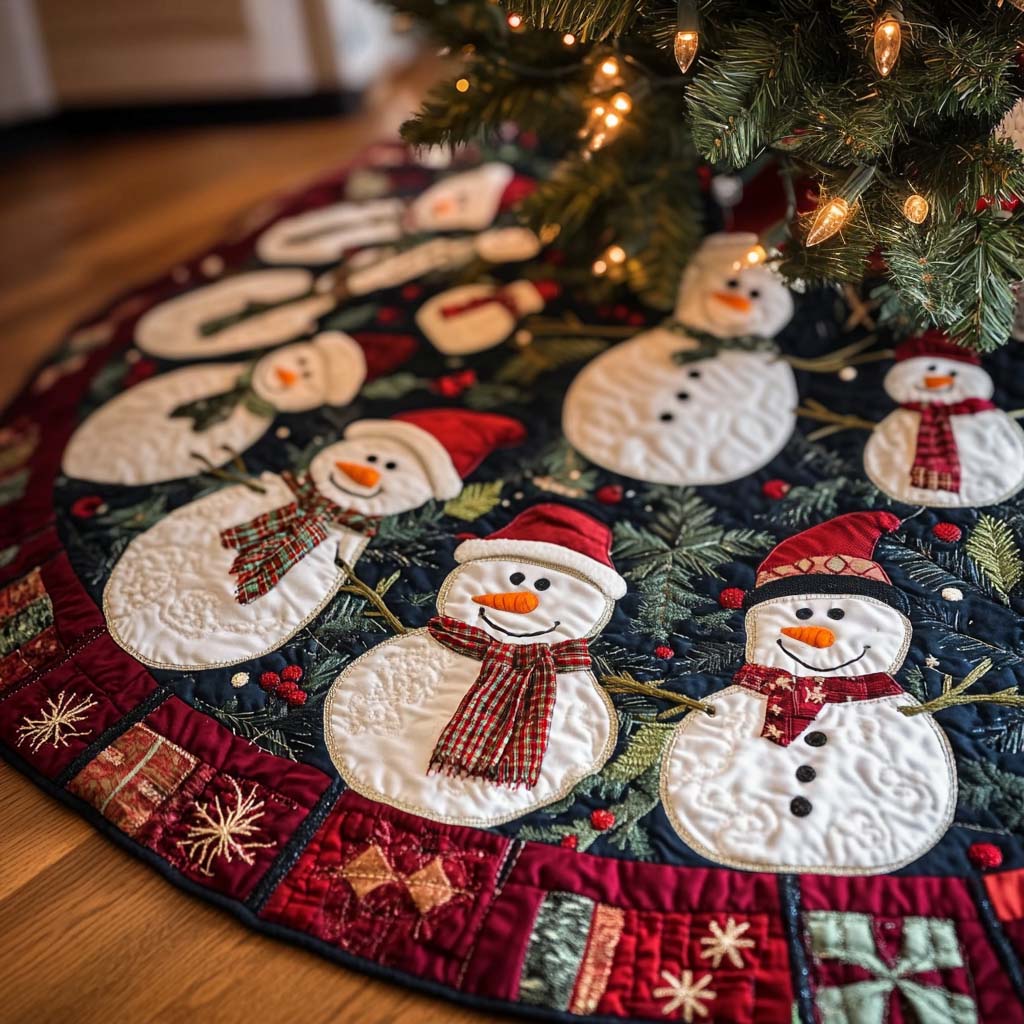 Alpine Joy Christmas Quilted Tree Skirt Trendy Quilted Tree Skirt for Stylish Christmas Setup