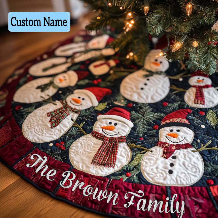 Alpine Joy Personalized Custom Quilted Christmas Tree Skirt Heartwarming Christmas Tree Skirt Gift for Loved Ones