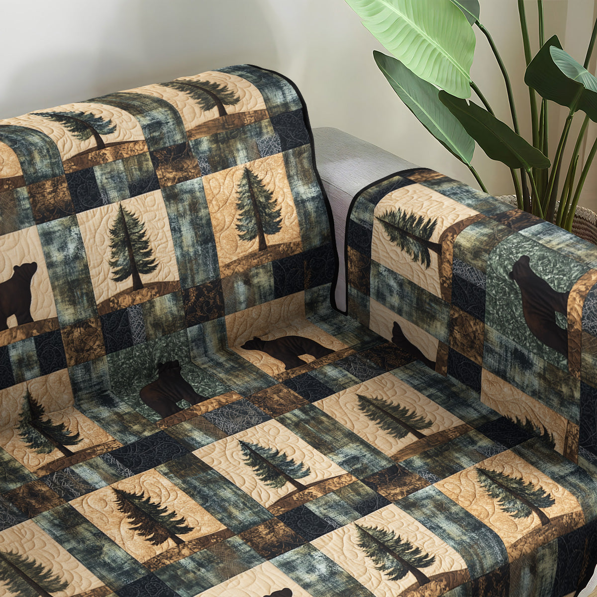 Alpine Meadow Quilted Sofa Cover Holiday Living Room Decor Presents For Wildlife Lovers