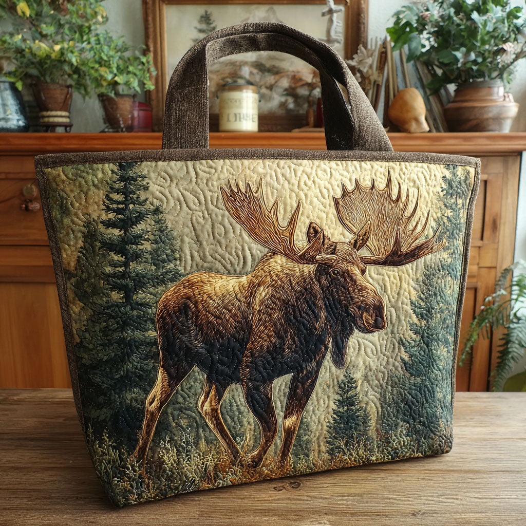 Alpine Moose Quilted Tote Bag Gifts For Forestry Workers