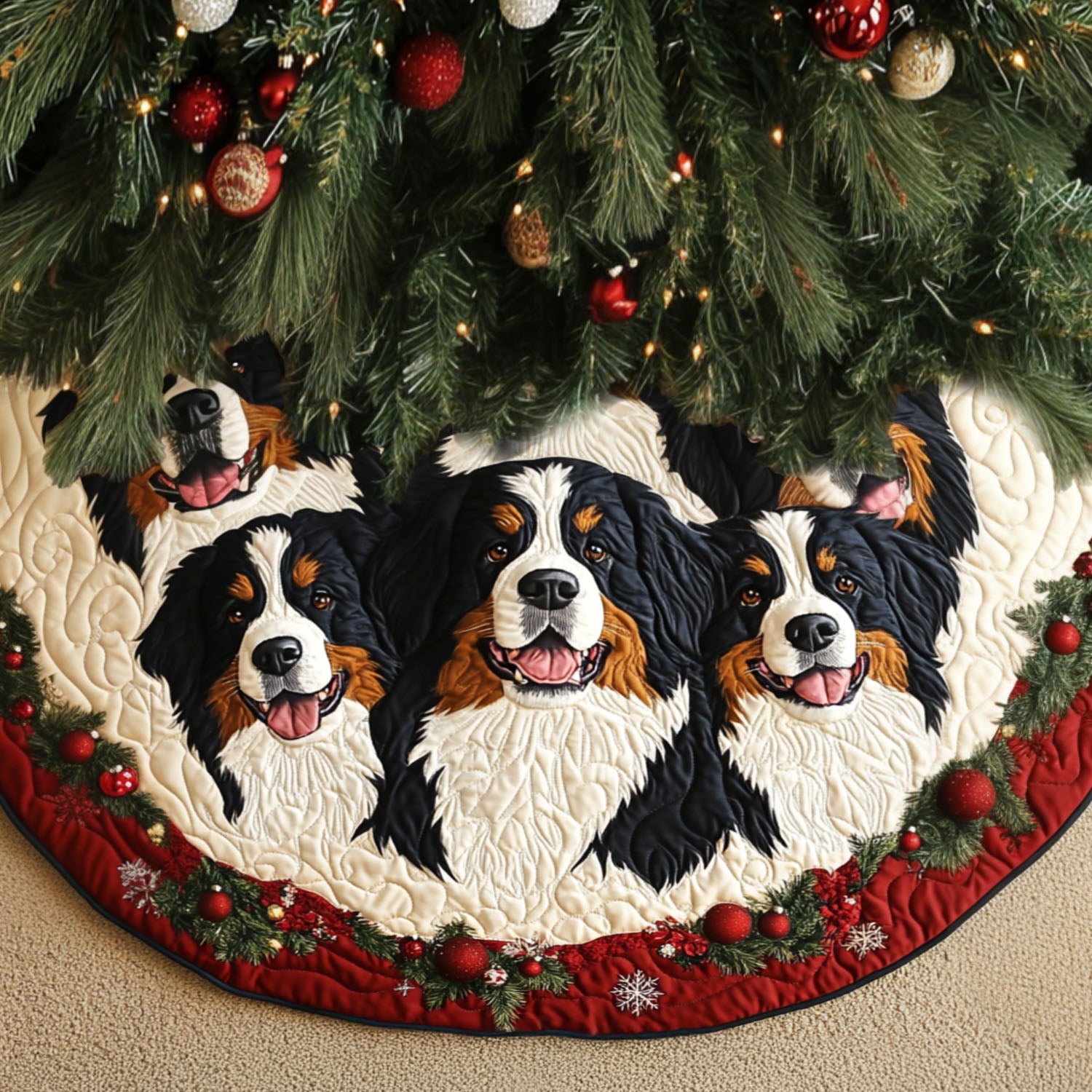 Alpine Ridge Quilted Christmas Tree Skirt Winter Holiday Decor